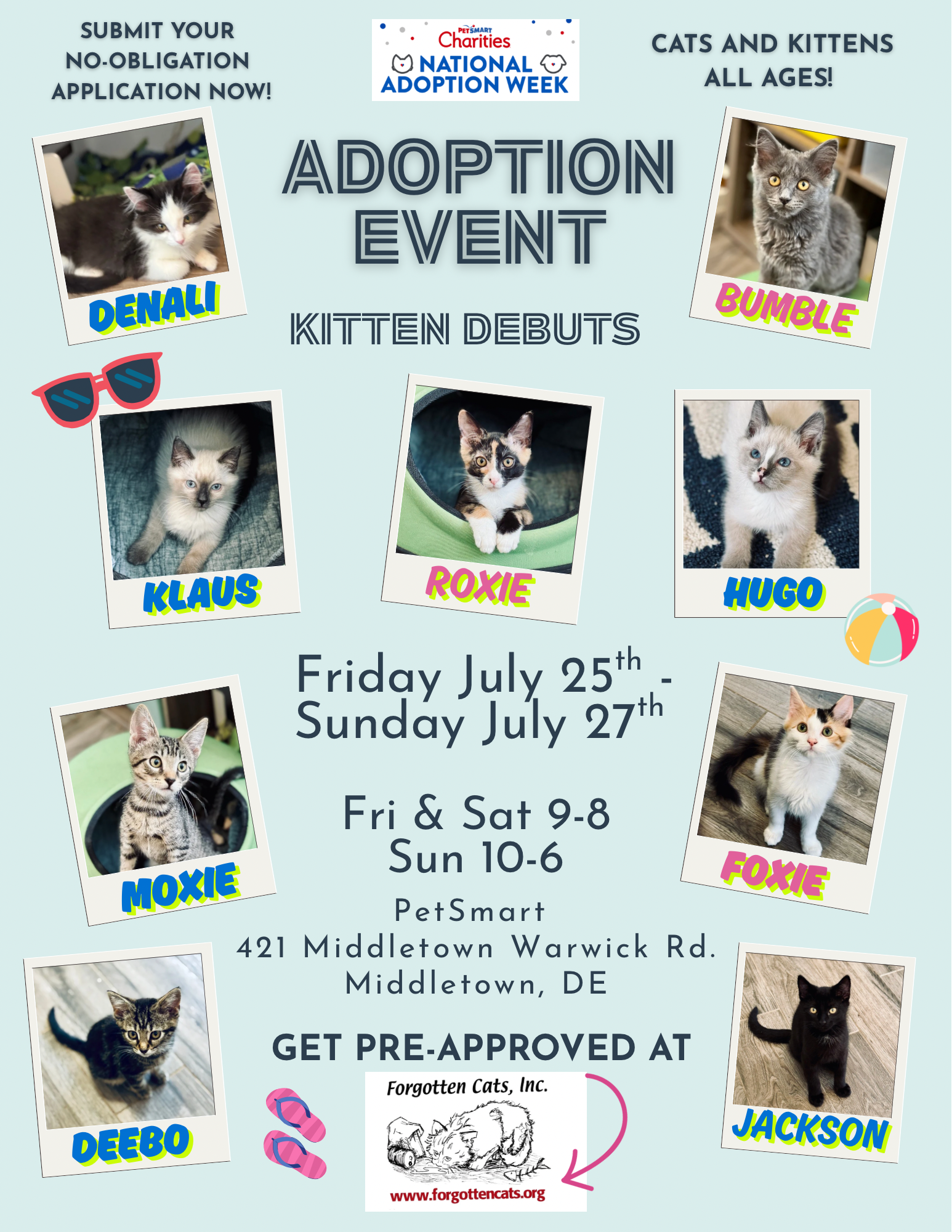 adoptable Cat in Middletown, DE named Middletown PetSmart's Adoption Event 7/25-27