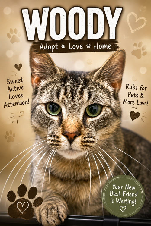 Woody (FCID# 05/07/2026 -19 Trainer), an adoptable Tabby in Greenville, DE