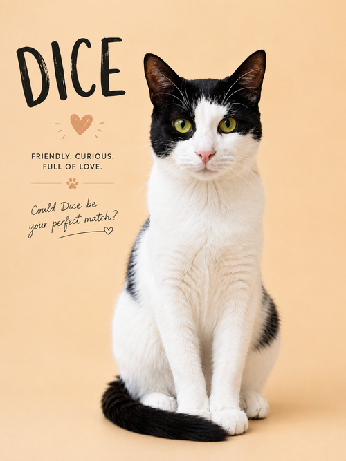 Dice (FCID# 05/20/2026 - 12 Trainer), Adult Domestic Short Hair (short coat), cat for adoption in Marcus Hook, Pennsylvania