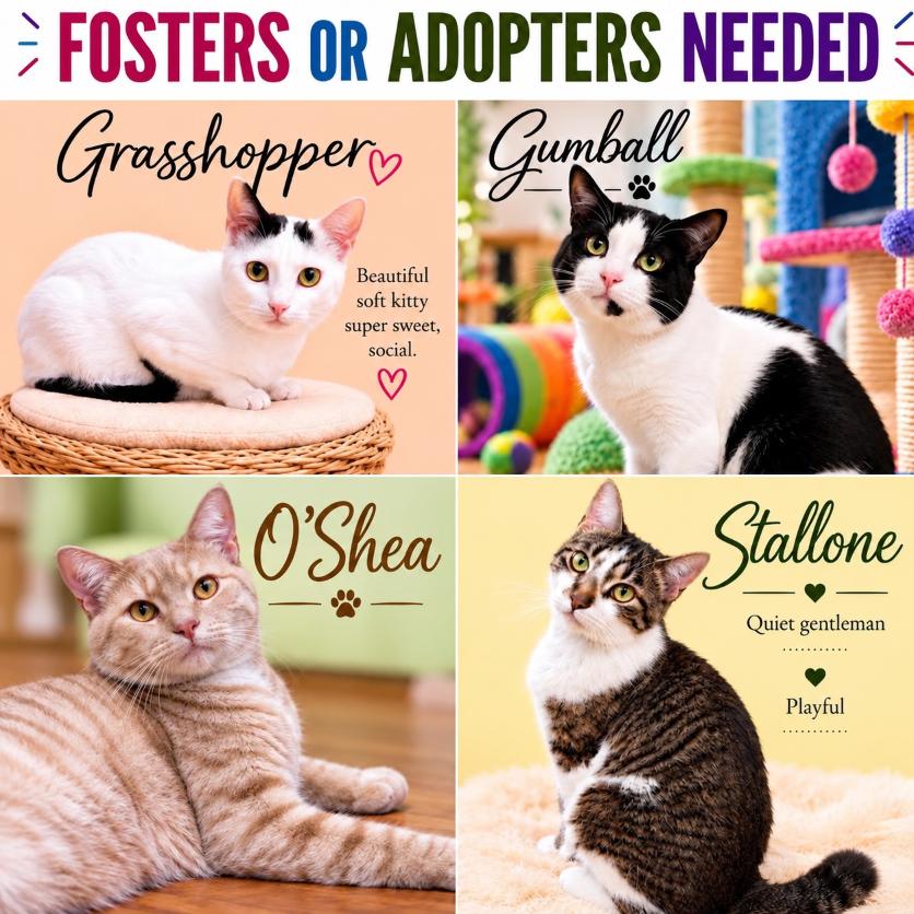 Fosters Requested for Male and Female Adult Cats
