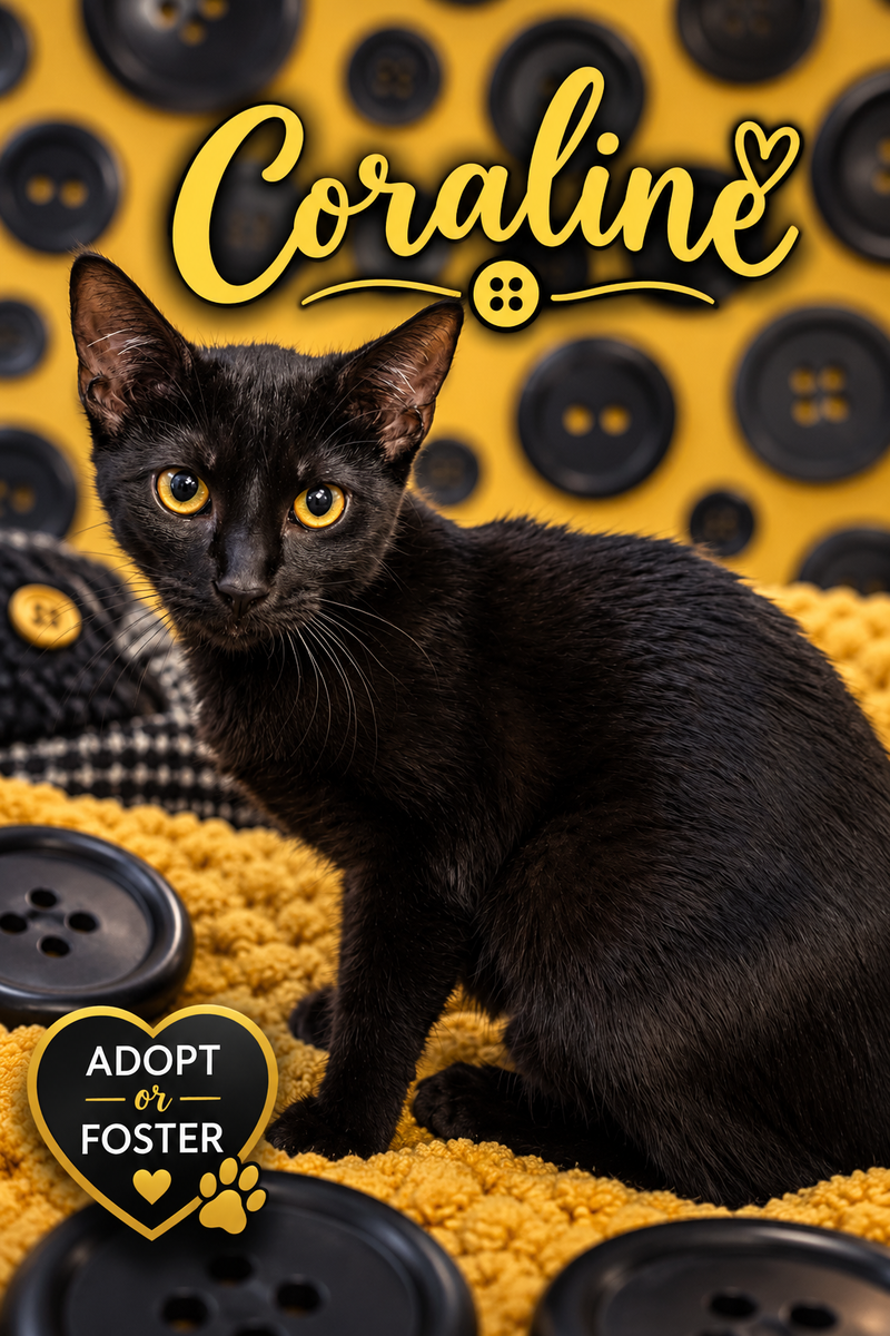 Coraline, a young female cat up for adoption