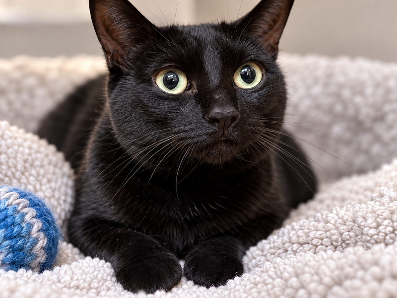 Luna Napa Petco, a young female Bombay cat up for adoption