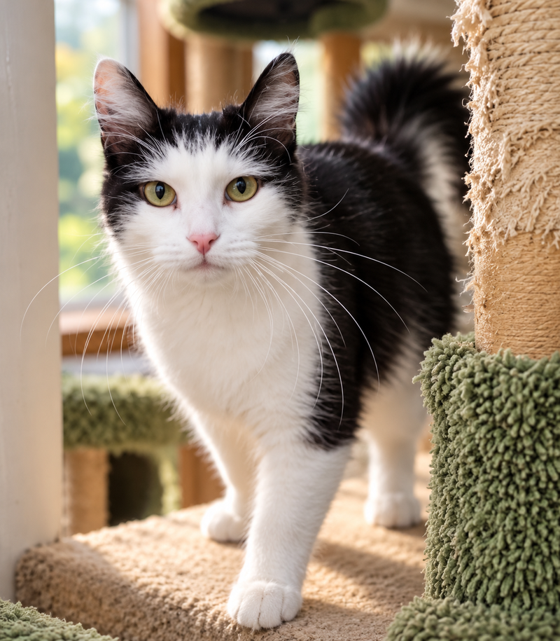 Fuzzy Tail, a young female Maine Coon cat up for adoption