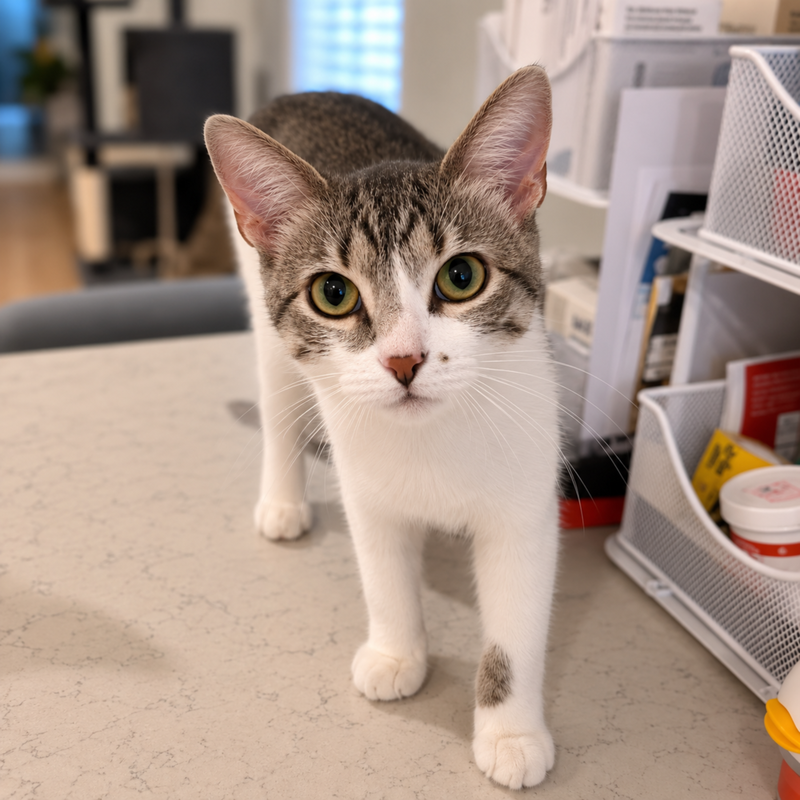 Apple, a male kitten up for adoption